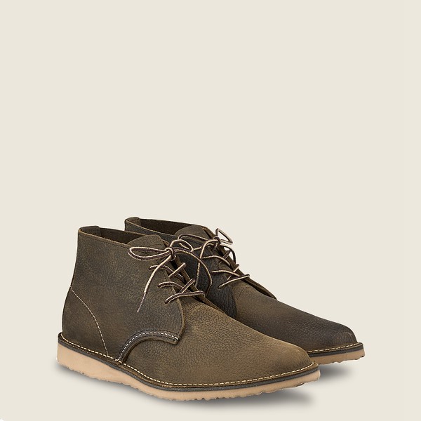 Red Wing Mens Weekender - Chukka Roughneck Leather - Heritage Shoes Olive - 8246TNOHV